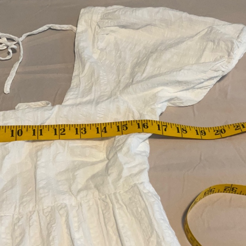 PARK ADELYNA Elegant White Puff Sleeve Dress size M - Picture 8 of 10